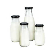 300ML empty clear beverage milk glass bottle with screw lug cap
